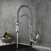 Homary High Arc Dual-mode Pull-down Kitchen Faucet Solid Brass With Porcelain Handle In Silver