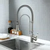Homary High Arc Dual-mode Pull-down Kitchen Faucet Solid Brass With Porcelain Handle In Silver