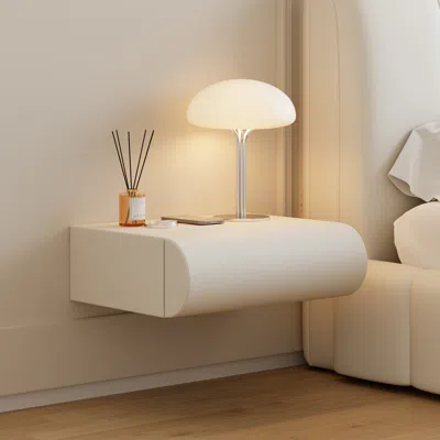 Homary Humply Floating Smart Nightstand 1 Drawer Bedside Table In White