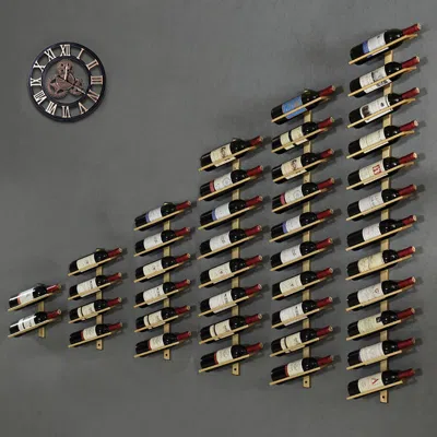 Homary Industrial Gold Wall Mounted Wine Rack Set In Metal In Brown