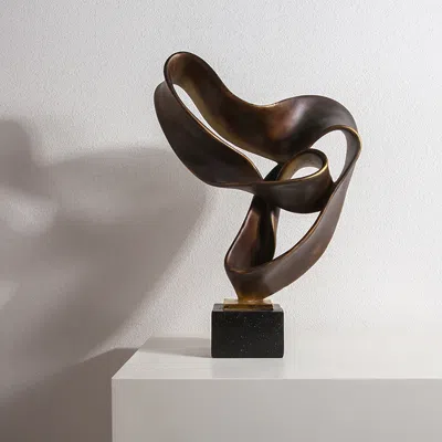 Homary Industrial Resin Abstract Sculpture Home Decorative Figurine Desk Art Decor In Bronze In Brown