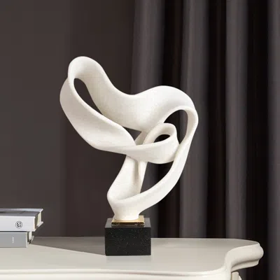 Homary Industrial Resin Abstract Sculpture Home Decorative Figurine Desk Art Decor In White