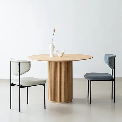 Homary Japandi 39.4" Round Wood Dining Table For 4 Person Natural Pedestal Base In Brown
