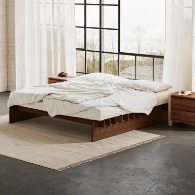 Homary Japanese Style Solid Wood King Size Floor Bed Frame In White