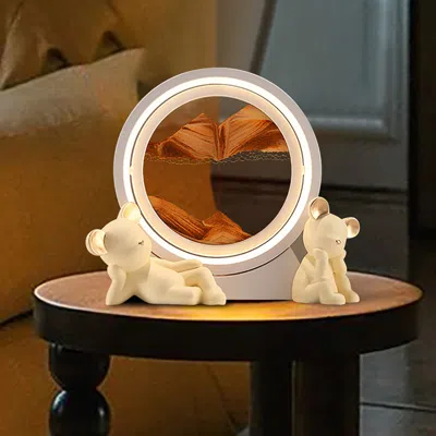 Homary Led Sand Art Lamp Abstract Sand Timer Rotating Sandscape Decor Ornament Living Room In White