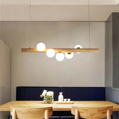 Homary Linearc Modern Linear Kitchen Island Light Glass Globe 5-light In Gold