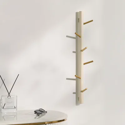 Homary Luxury 6-hook Wall Mounted Coat Rack In Gold With High Load-bearing And Paint Process In White