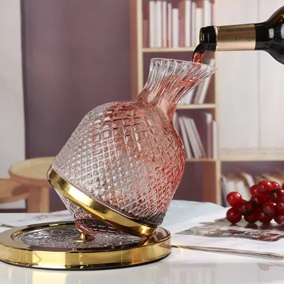 Homary Luxury Glass Tumbler Wine Decanter 360 Rotating Hand-carved Diamond Creative Spin Decanter In Multi