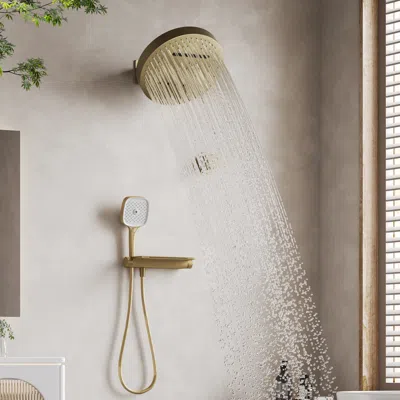 Homary Luxury Wall-mounted Shower System With Rainfall Head & Body Spray In White