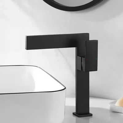 Homary Matte Black Ultra-thin Single Handle Waterfall Bathroom Sink Faucet Solid Brass 1-hole