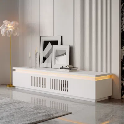 Homary Mid Century Modern Tv Stand With Led White Media Console