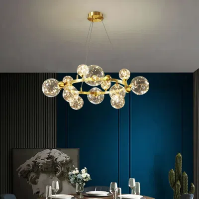 Homary Miglobe Gold 12-light Glass Globe Led Chandelier With Adjustable Cable