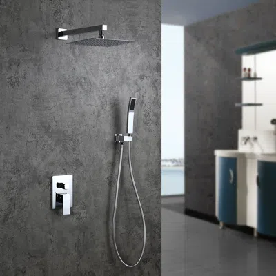 Homary Modern 10" Wall Mounted Shower System With Handheld Shower Pressure Balance Valve In Gray