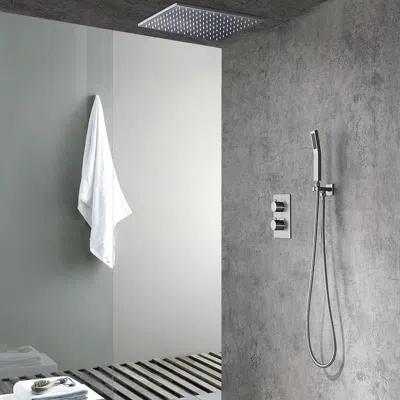 Homary Modern 16" Rain Thermostatic Shower Faucet Brushed Nickel Shower System With Hand Shower In Gray