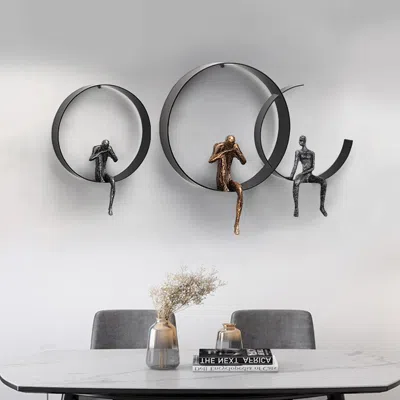 Homary Modern 3d Artistic Figure Metal And Resin Wall Decor In Black In Gray