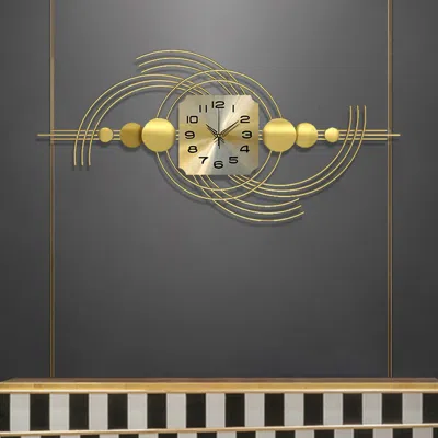Homary Modern 3d Metal Wall Clock With Golden Geometric Frame In Multi