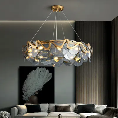 Homary Modern 8-light Smokey Gray Glass Chandelier With Adjustable Cables