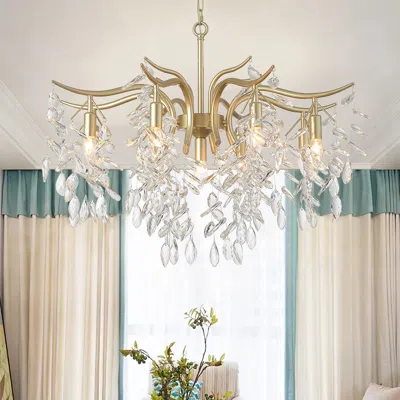 Homary Modern 9-light Crystal Tiered Chandelier In Champagne Gold
