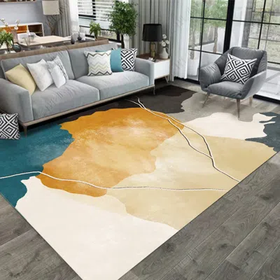 Homary Modern Abstract Ink Rectangle Rug Indoor Area Rug 5' X 7' In Multi