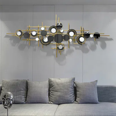 Homary Modern Abstract Metal Wall Decor With Geometric Overlapping Design In Gold