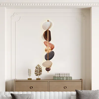 Homary Modern Abstract Stone Pattern Acrylic Wall Accent With Led Backlighting In White