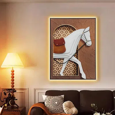 Homary Modern Acrylic Horse Pattern Wall Accent With Light In Multi