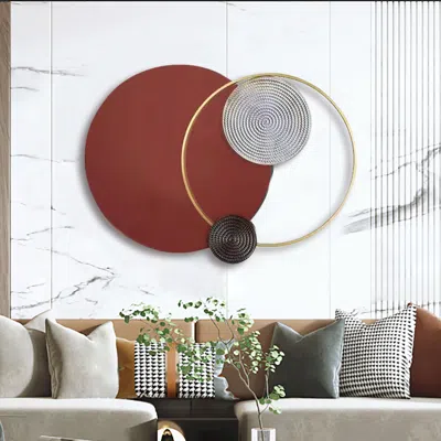 Homary Modern Big Metal Geometric Circles Wall Decor Unique Home Living Room Hanging Wall Art In Multi