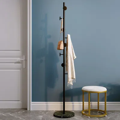 Homary Modern Black Coat Rack Entryway Coat Hanger With Button Hooks