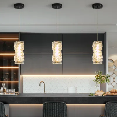 Homary Modern Black Crystal Pendant Light – Dimmable Crystal Hanging Lamp