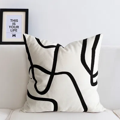 Homary Modern Black Stripe Decorative Throw Pillow Cover Cushion Cover Protector 18 X 18 Inches In White