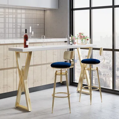Homary Modern Black Velvet Swivel Adjustable Bar Height Bar Stools Set Of 2 With Back Breakfast Bar Stools  In Blue