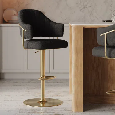 Homary Modern Boucle Adjustable Counter Stool With Swivel Base In Black