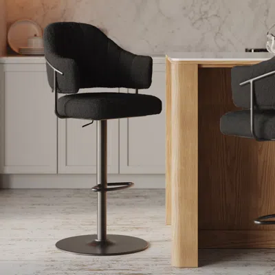 Homary Modern Boucle Adjustable Counter Stool With Swivel Base In Black