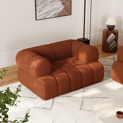 Homary Modern Boucle Rust Upholstered Accent Chair In Brown