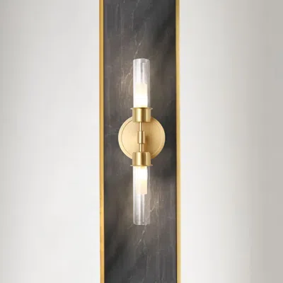 Homary Modern Brass 2-light Wall Sconce Bedroom Light In Gold