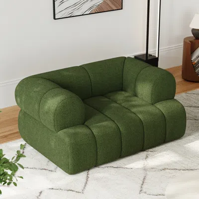 Homary Modern Chenille Velvet Upholstered Accent Chair In Green