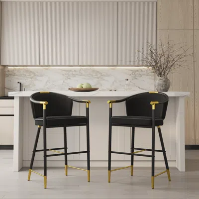 Homary Modern Counter Stools With Velvet Upholstery Black Bar Stools