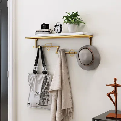 Homary Modern Decor Wall Mounted Coat Rack With Shelving In Brown