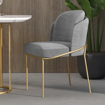Homary Modern Dining Chair Cotton & Linen With Upholstered Side Kitchen Chairs In Gray In Blue