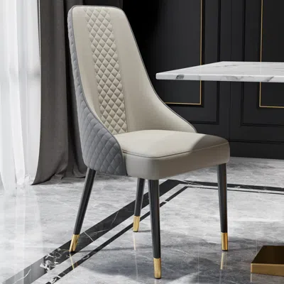 Homary Modern Dining Chairs Faux Leather High Back With Upholstered Gray Dining Room Chairs 8-pieces In Neutral
