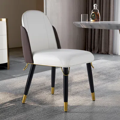 Homary Modern Dining Chairs Pu Leather With Upholstered Warm White Dining Room Chairs 4-pieces