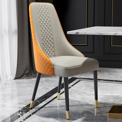 Homary Modern Dining Chairs Set Of 8 Faux Leather High Back With Upholstered Orange Dining Room Chairs In Gray