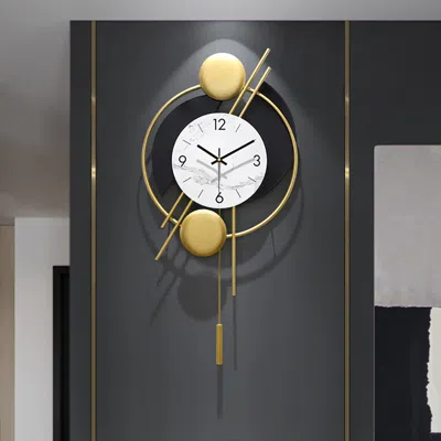 Homary Modern Distinctive Metal Wall Clock With Gold Pendulum In Multi