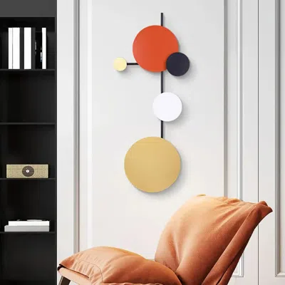 Homary Modern Geometric Round Wall Decor Wall Hanging Metal Art 15.7'' X 37.4'' Multi-color In Orange