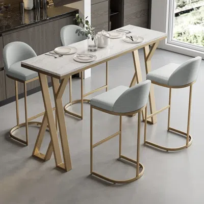 Homary Modern Gray Pu Leather Bar Stools (set Of 2) In Multi
