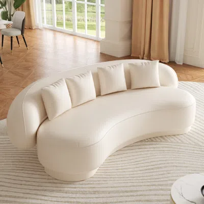 Homary Modern Leather Upholstered Sofa 3-seater Sofa 82.7" Sofa In White