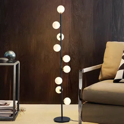 Homary Modern Led Black 9-light Tree Floor Lamp White Glass Globe