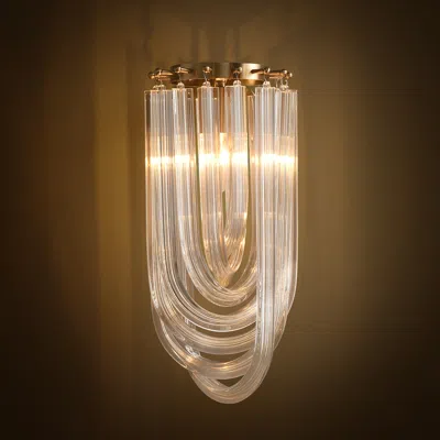 Homary Modern Luxury Tiered Clear Glass1-light Wall Lighting Gold & Brass Half-ovated Lighting In Neutral