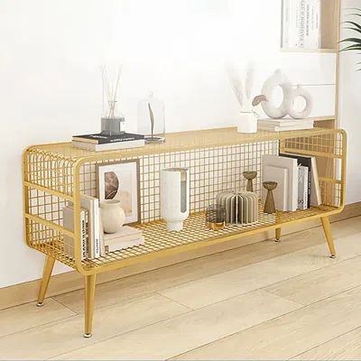 Homary Modern Mesh Standing Etagere Bookshelf In Gold In Brown