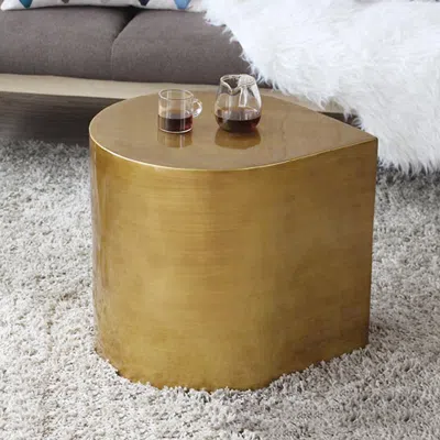 Homary Modern Metal Side Table In Water Drop Design End Table In Brushed Gold Single Piece In Brown